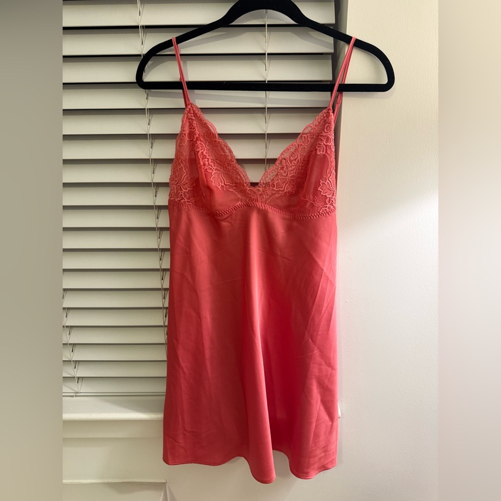 La Vie En Rose Lace Detail Satin Nightie